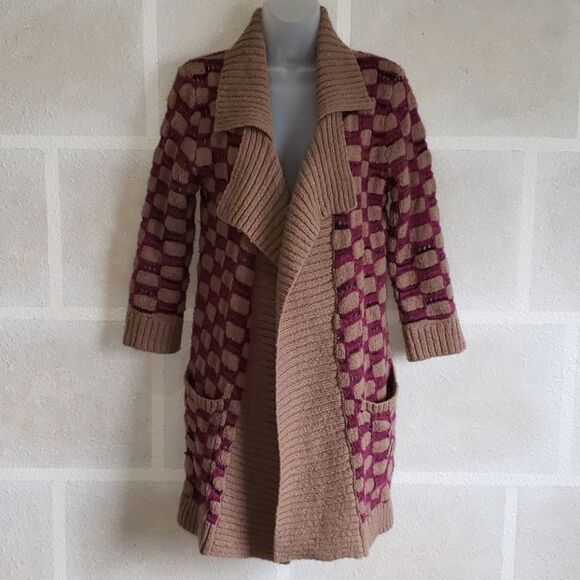 Urban Outfitters Ecote Tan & Merlot Open-faced Sweater - Picture 1 of 5